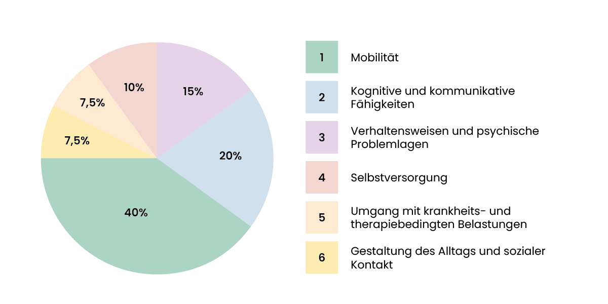 Kreisdiagramm zum Pflegegutachten