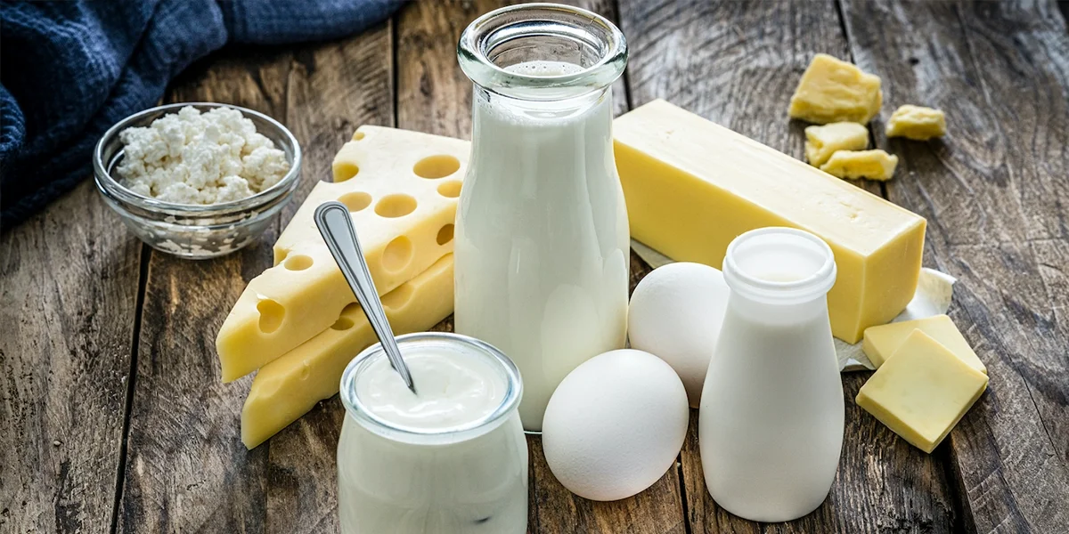verschiedene Milchprodukte auf dem Tisch