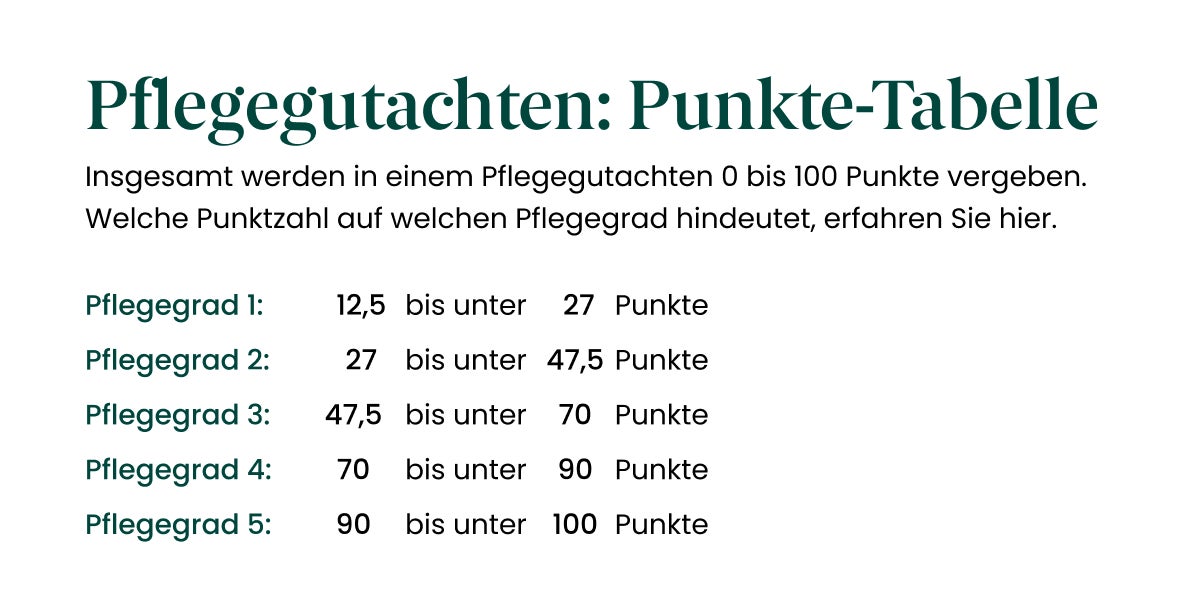 Pflegegutachten Punktetabelle