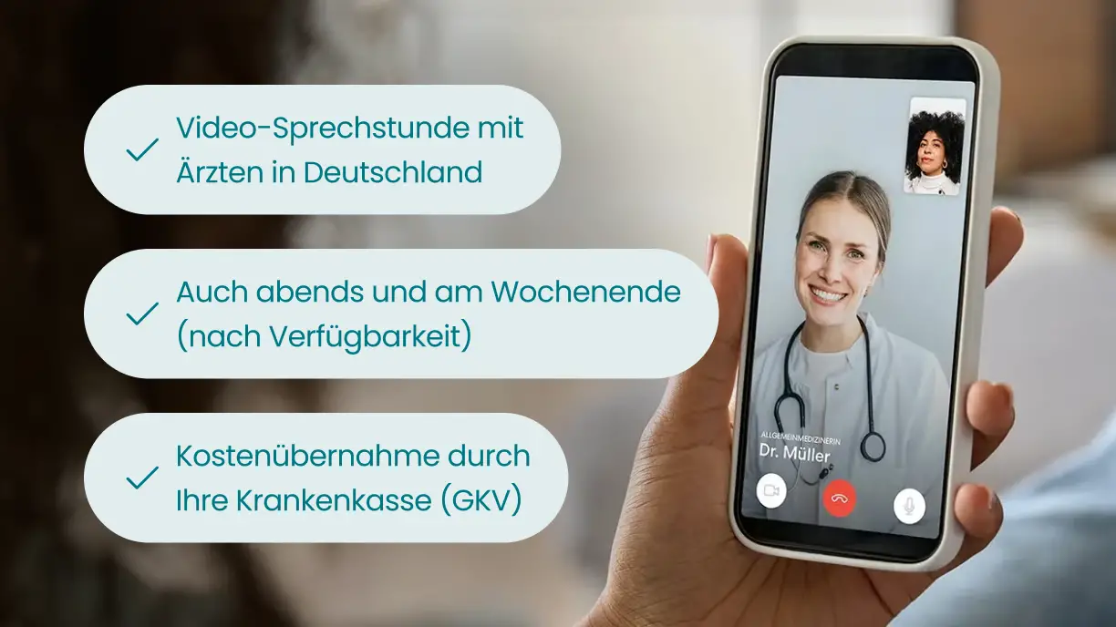 Frau mit Nagelpilz nutzt eine Onlinesprechstunde bei einem Arzt der Teleclinic