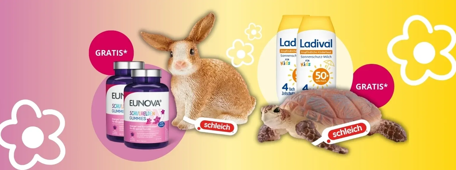 Ladival & Eunova bei medpex kaufen & Schleich-Tier gratis erhalten