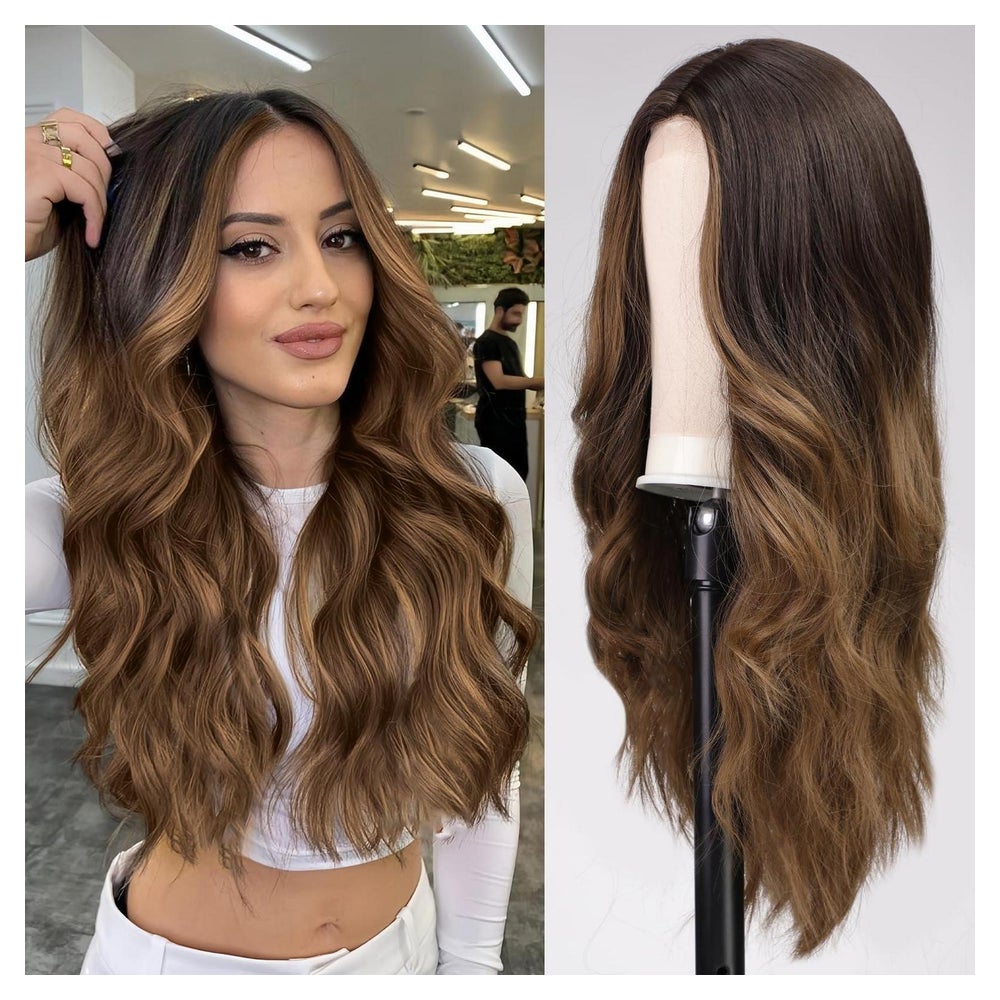 Perücke Ombre Braun Wellen Lace Front Ombré-Blond Frontspitz 1 St