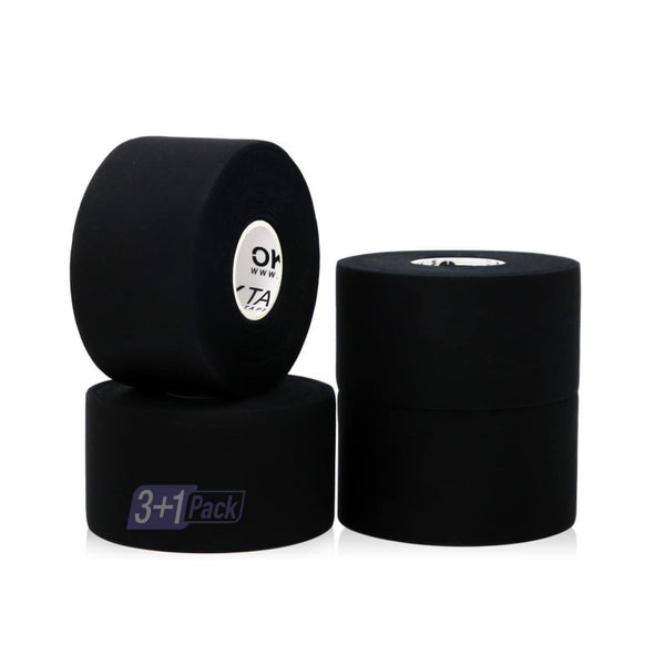 OK TAPE Sporttape 4 Rollen, elastisch, hautfreundlich, 3,8cm x 13,7m, Schwarz