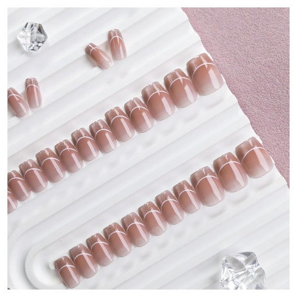 Fingernägel Cat Eye Press On Glitzer Sarg Kleber 30 Französi 1 St