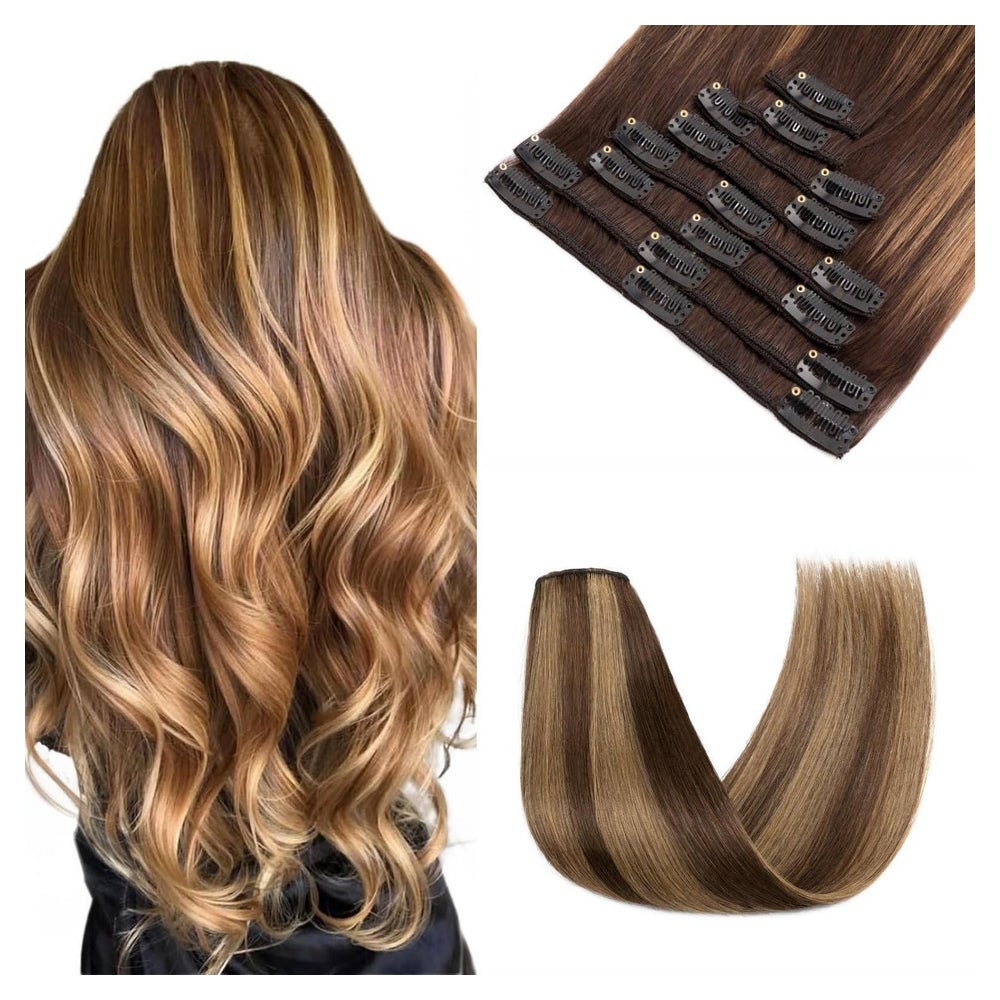 Haarverlängerung Echthaar 2T2P6 Dunkelbraun Mittelbraun 30cm 1 St