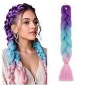 Haarverlängerung Braids 60 CM (Pack of 1) Lila zu Blau zu Pi 1 St