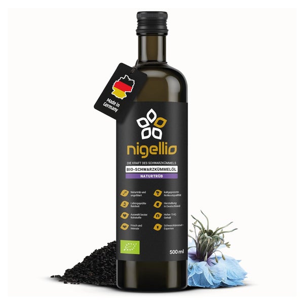 Nigellio Bio-Schwarzkümmelöl kaltgepresst ungefiltert 500 ml