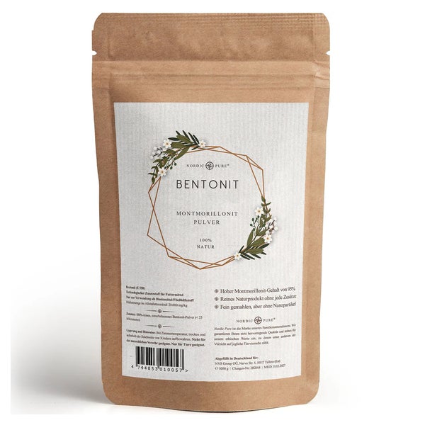 Bentonit Pulver 95% Montmorillonit Nordic Pure 500 g