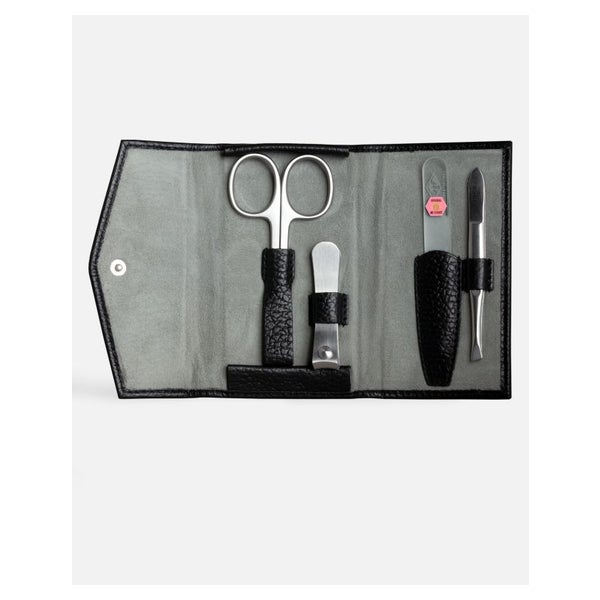 G&F Timor® 4-tlg Manikürset Leder schwarz Glasfeile 33113 1 St