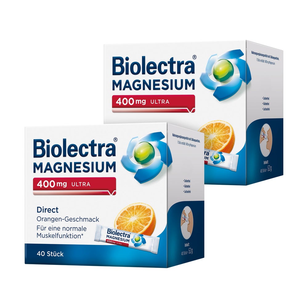 Biolectra® MAGNESIUM 400 mg ULTRA Direct Doppelpack 2X40 St