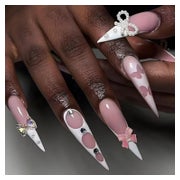 Künstliche Fingernägel Stiletto Weiß French 3D Schleife AHF4 1 St