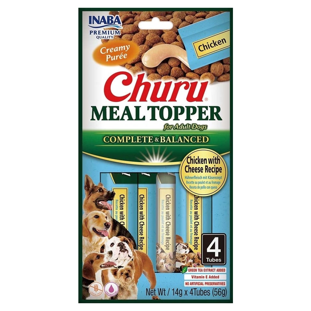 INABA Dog Meal Topper Chicken Cheese 4x14 g Cremiges Hühnerfleisch und Käse als Zusatz für Hundefutter 0,056 kg
