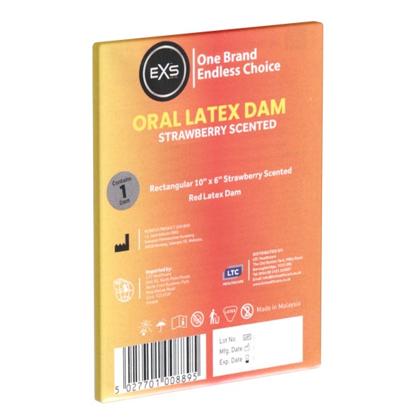 «Strawberry Scented Oral Latex Dam» - hauchdünnes Lecktuch (1 Tuch) 1 St