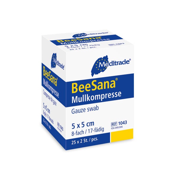 Meditrade BeeSana Mullkompresse steril, 8-fach, 5 x 5 cm, 25 x 2 Stk 25 P