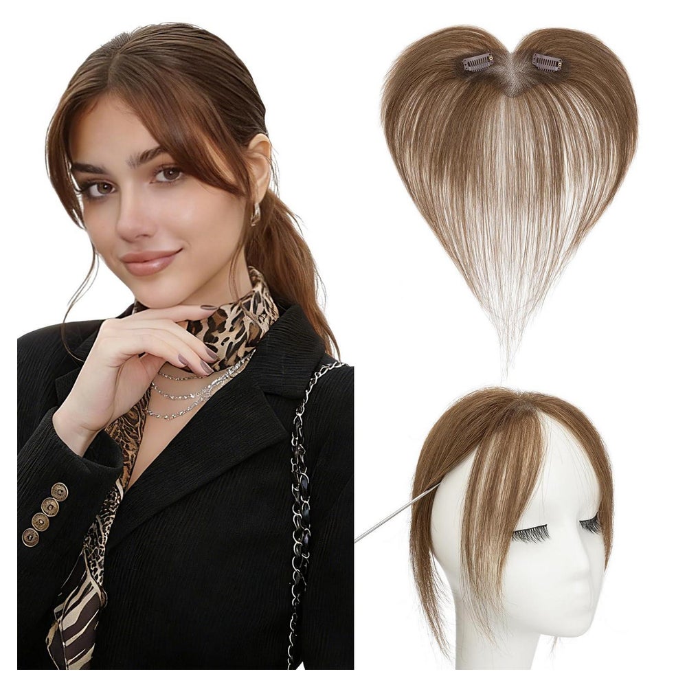 Pony Haarteil Clipin Echthaar Remy 9g Curtain Bangs #4 Mitte 1 St