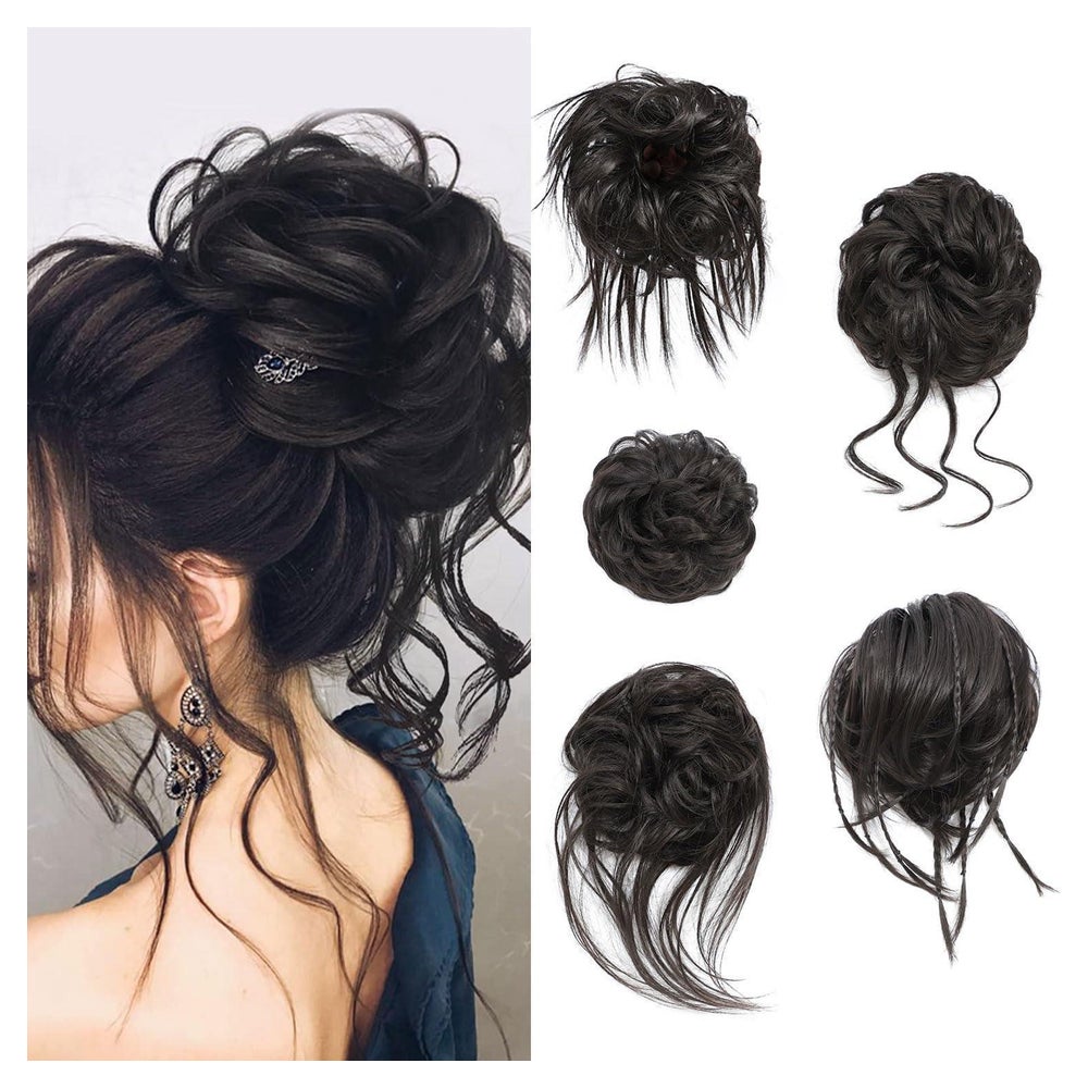 Haarteil Dutt Gummiband Gewellt Kunsthaar Damen Messy Bun 4# 1 St