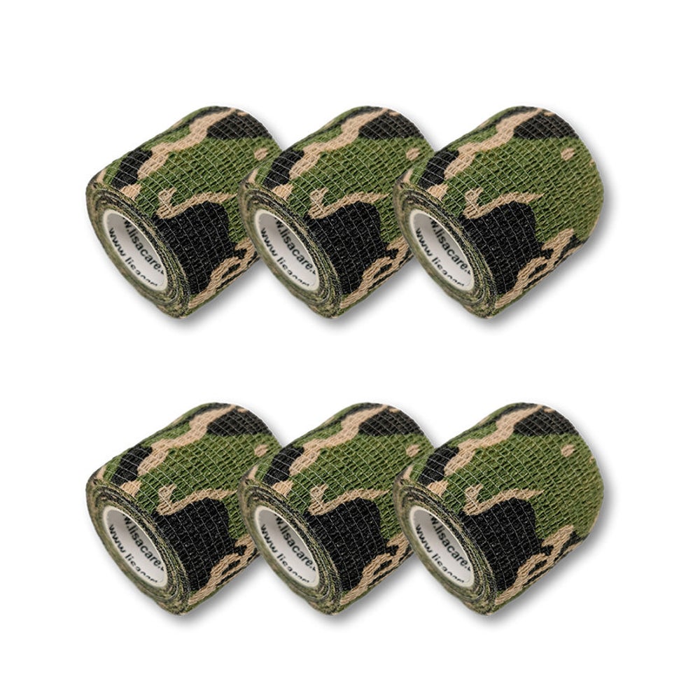 LisaCare Pflasterverband - 5cm x 4,5m - 6er Set Camo-Grün 6 St
