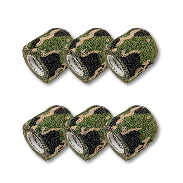 LisaCare Pflasterverband - 5cm x 4,5m - 6er Set Camo-Grün 6 St