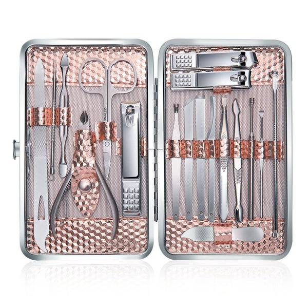 Professionelles Maniküre Pediküre Set 18-teilig in Roségold- 1 St