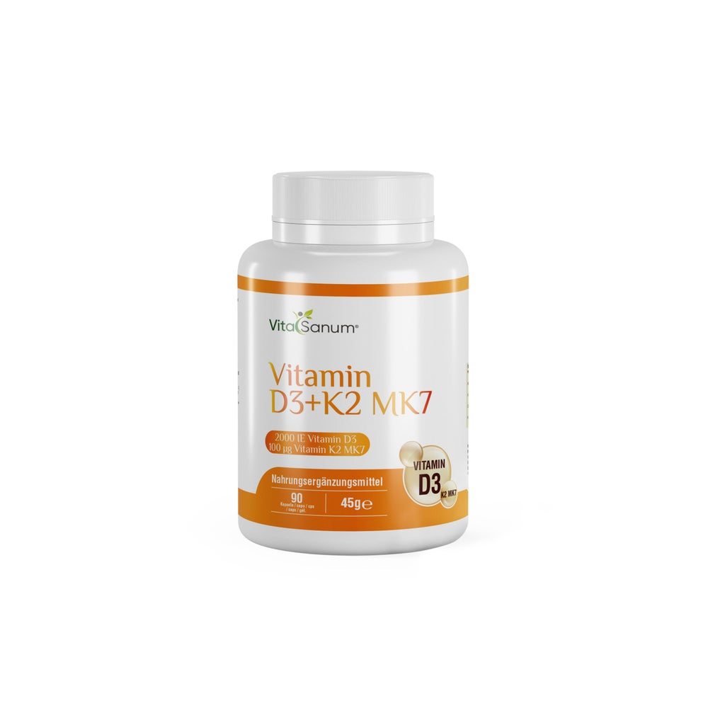 VitaSanum® - Vitamin D3 + K2 MK7 – Für Knochen, Herz und Immunsystem 90 Kapseln 90 St