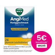 Produktabbildung: Wick Angimed Honiggeschmack 5 Mg/1 Mg Lutschtabletten 24 St