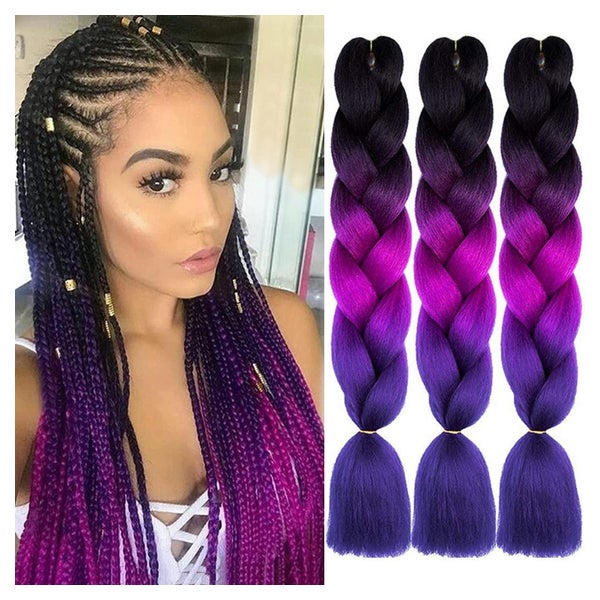 Flechtextensions Kanekalon Jumbo Braid Twist 3er Ombre Lila 1 St