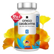 Ginkgo Gedächtnis Kapseln mit DHA, Q10, PS & Taurin 90 St