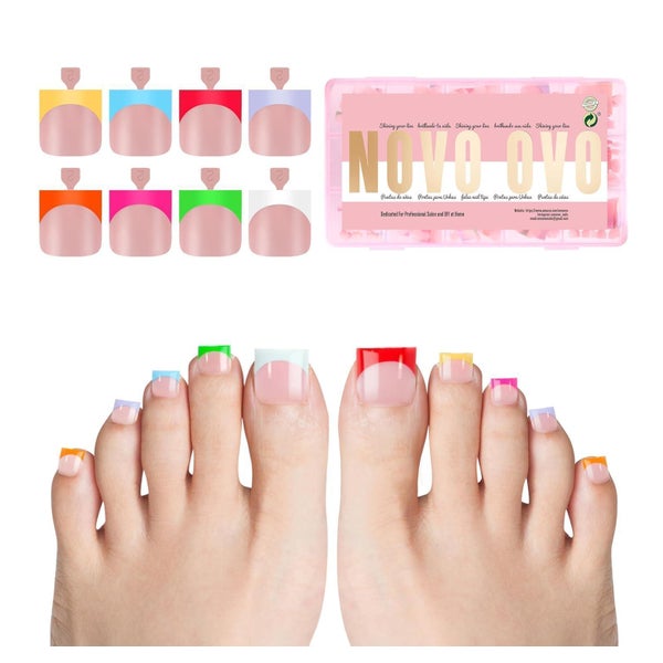 Zehennägel French Sharp Square Toe Nail Tips Baby Pink 8 Mix 1 St