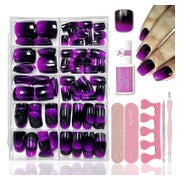 Kunstnägel 240 Stück press on ombre Purple Black 1 ml (1er P 1 St