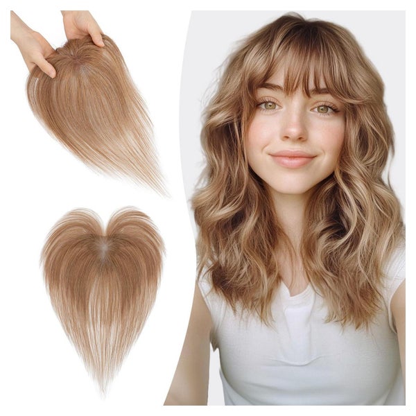 Toupet Echthaar Topper Clip in 27cm (Wispy Pony) #6 Hellbrau 1 St