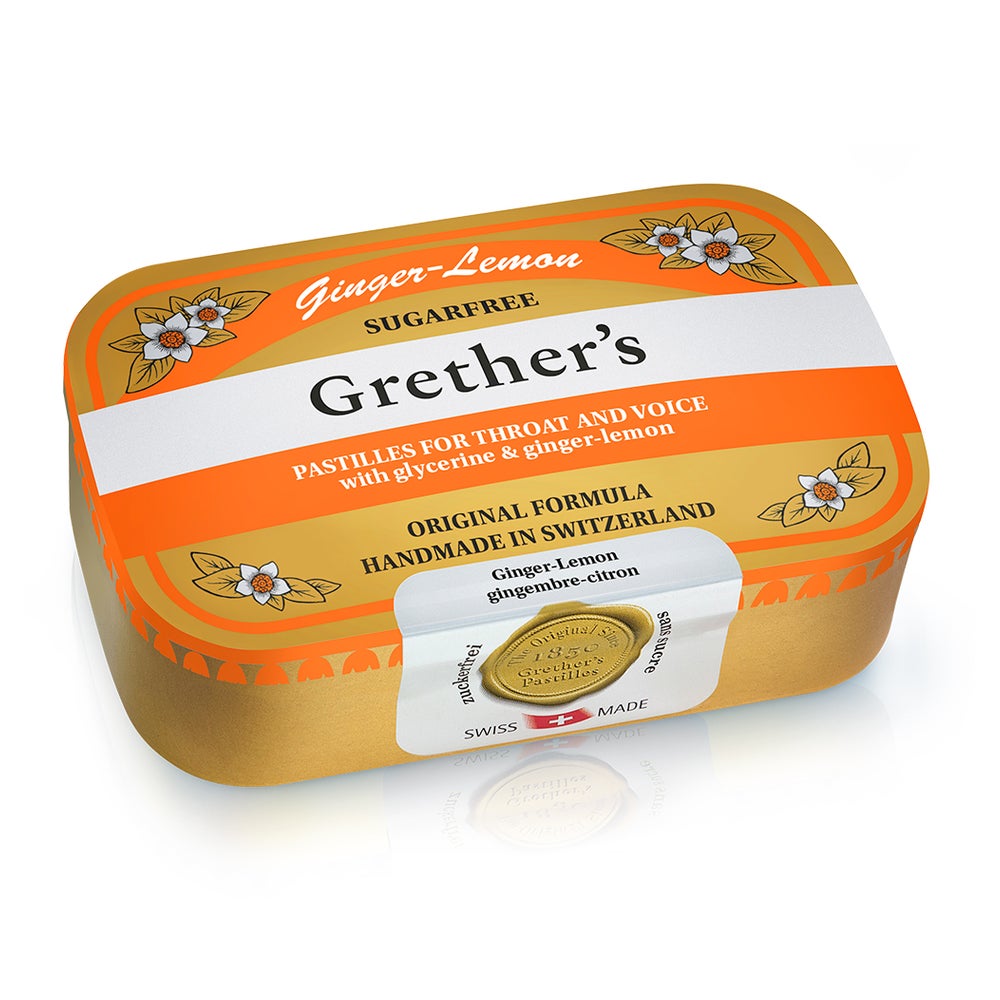 Grethers Ginger Lemon Zuckerfrei Pastillen Dose 110 g