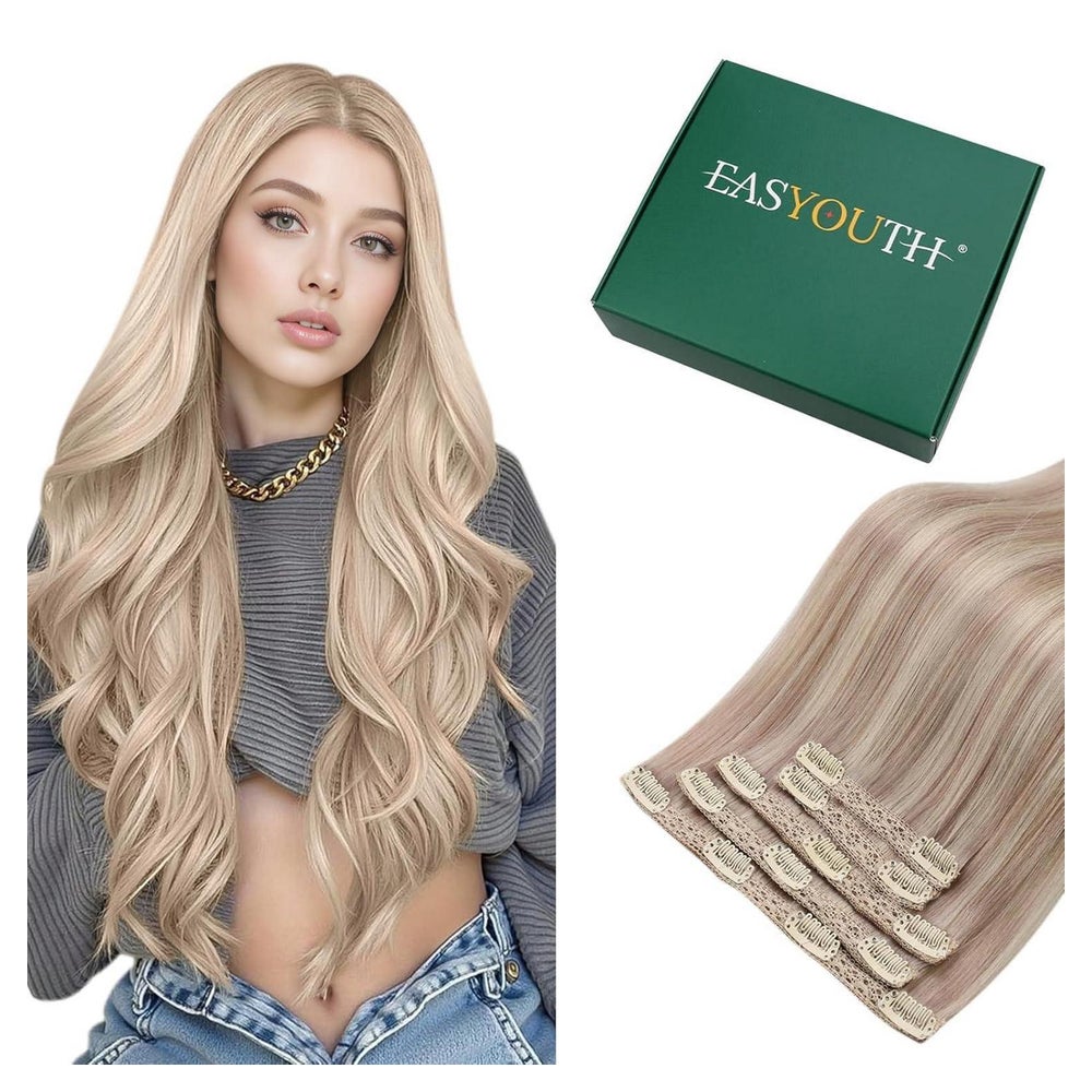 Clip in Extensions Echthaar Remy Blond 55cm 5pcs 1-14 cp #p1 1 St