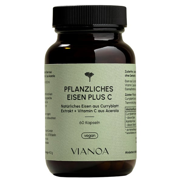 VIANOA Pflanzliches Eisen - Curryblatt & Vitamin C, vegan 60 St
