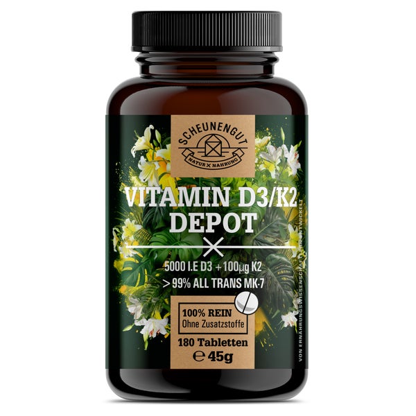 Scheunengut® Vitamin D3 K2 - Hochdosierte Depot Kapseln 180 St