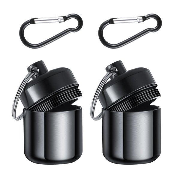 YUXIANLB 2er Pack Wasserdichte Metall Ohrstöpsel Hülle mit Schlüsselanhänger &