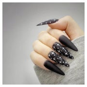 Kunstnägel Stiletto 24 Schwarz French Stars Lang Black&amp; 1 St