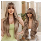 Perücken Blond 26 Zoll Ombre Braun Wellen Pony Synthetik Gol 1 St