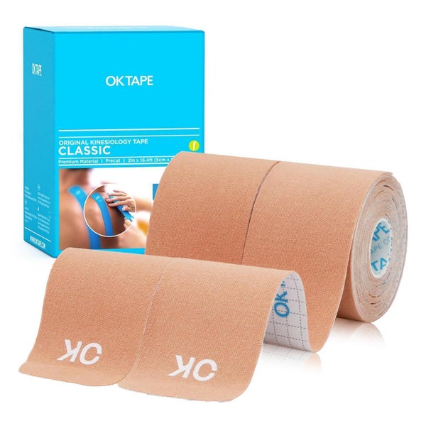OK TAPE Kinesiologie Tape Pre-cut, 2 Rollen (25cm x 5cm), Physio & Sport Tape