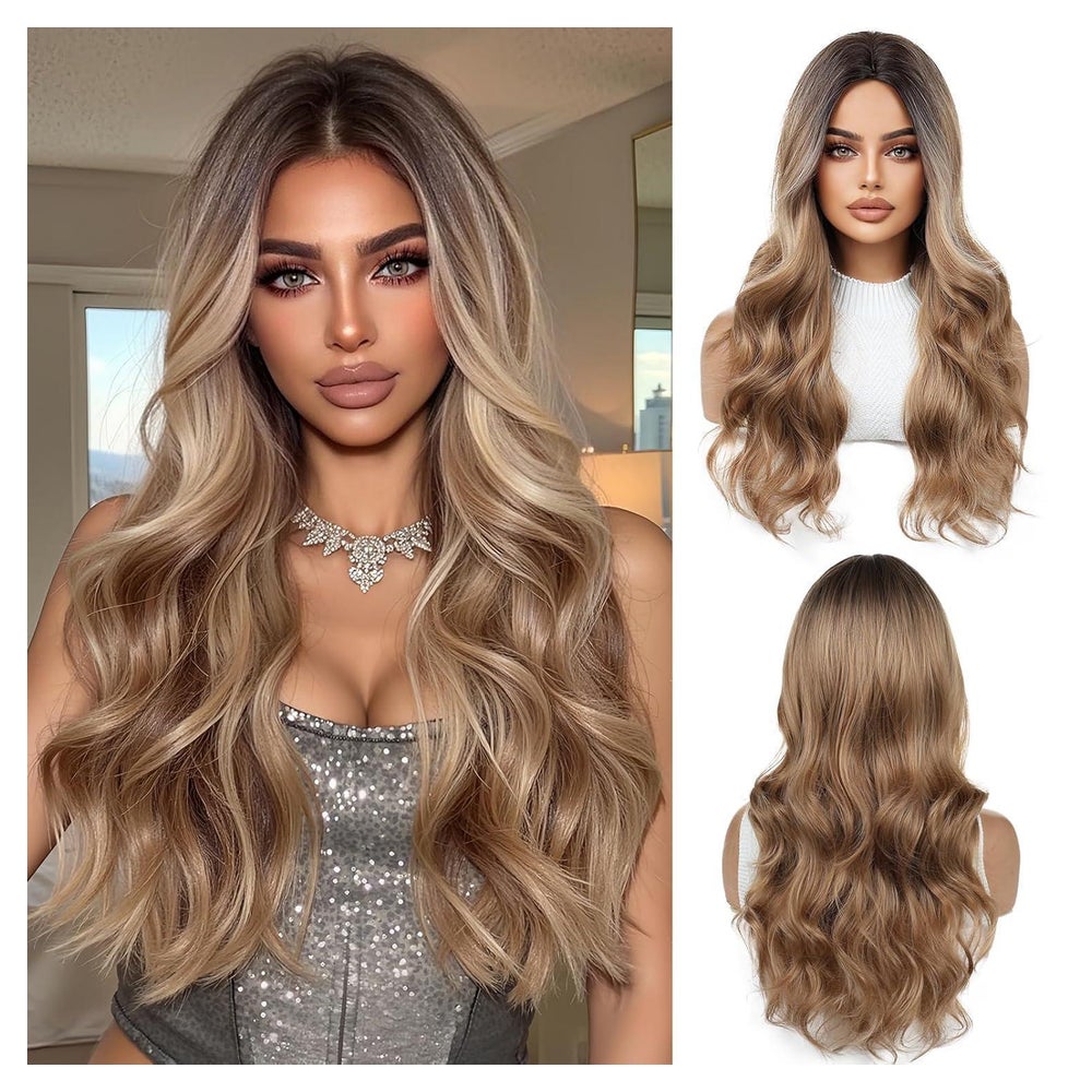 Perücken Frauen Ombre Lockig Synthetisches Ombre dunkelblond 1 St