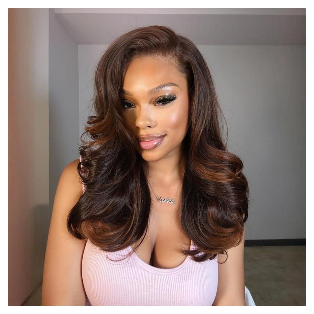 Perücke Body Wave Synthetisch Glueless Braun Gemischt 16 Zol 1 St