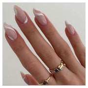 Kunstnägel 24 Weiß Swirl Oval Kurz Mandel 921white&amp;swirl 1 St