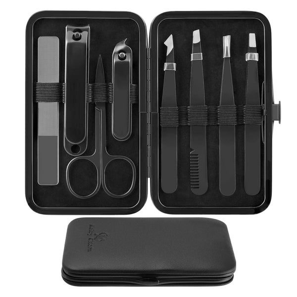 Keiby Citom 8tlg. Pinzetten & Nagelknipser Set mit Leder Etui