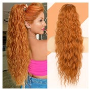 Haarteil 75cm Kordelzug Wellig Ponytail Clipin Damen Orange 1 St