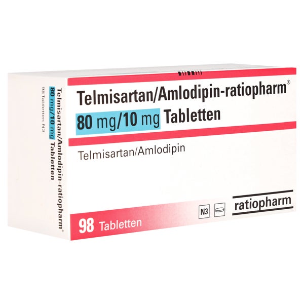 TELMISARTAN/Amlodipin-ratiopharm 80 mg/10 mg Tabl. 98 St