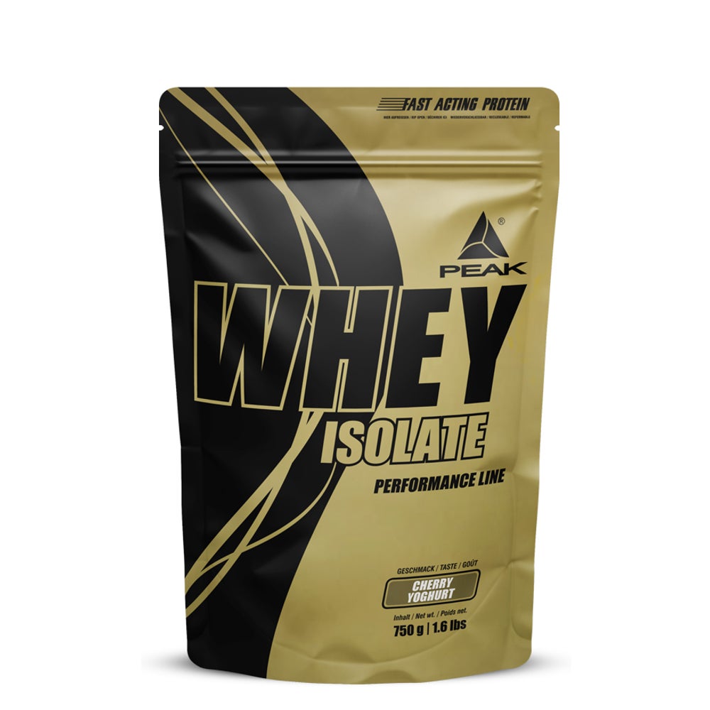 PEAK Whey Protein Isolat - 750g - Geschmack Cherry Yoghurt I 25 Portionen I sehr hoher Proteinanteil aus 100% Molkeprotein-Isolat I zucker- & fettarm I für Muskelaufbau & -erhalt