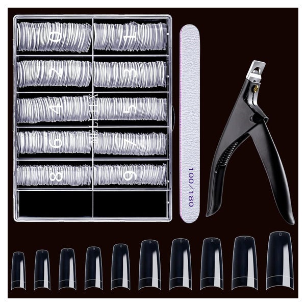 Falsche Nägel 500 Stück Acryl Tips Nagelknipser Nagelfeile T 1 St