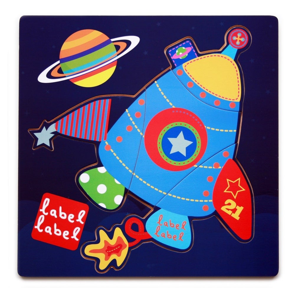 Label-Label Steckpuzzle / Holzpuzzle / Greifpuzzle Rakete 1 St
