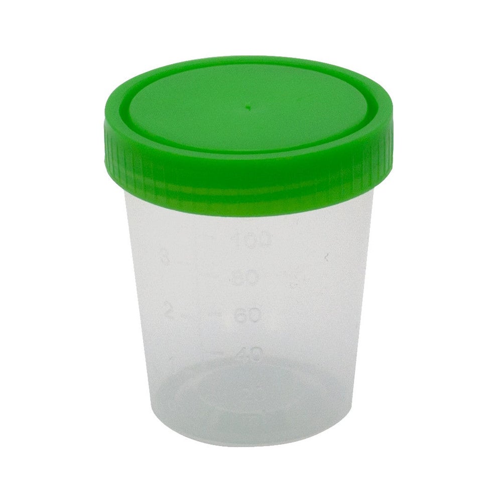 Medi-Inn Urinprobenbecher 125 ml mit grünem Schraubdeckel und Graduierung bis 100 ml 25 St