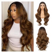 Perücke Braun Lacefront 13x4 Synthetisch Balayage Ombre Honi 1 St