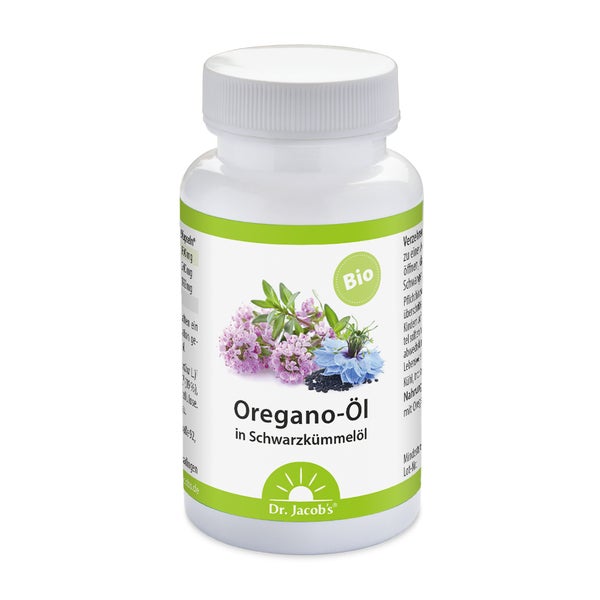 Dr. Jacob's Oregano-Öl Kapseln BIO Schwarzkümmelöl vegan 60 St
